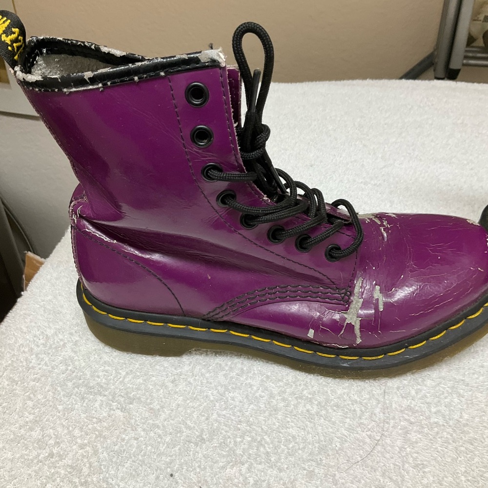 Dr. Martens Shiny Purple Combat Boots - Picture 4 of 13